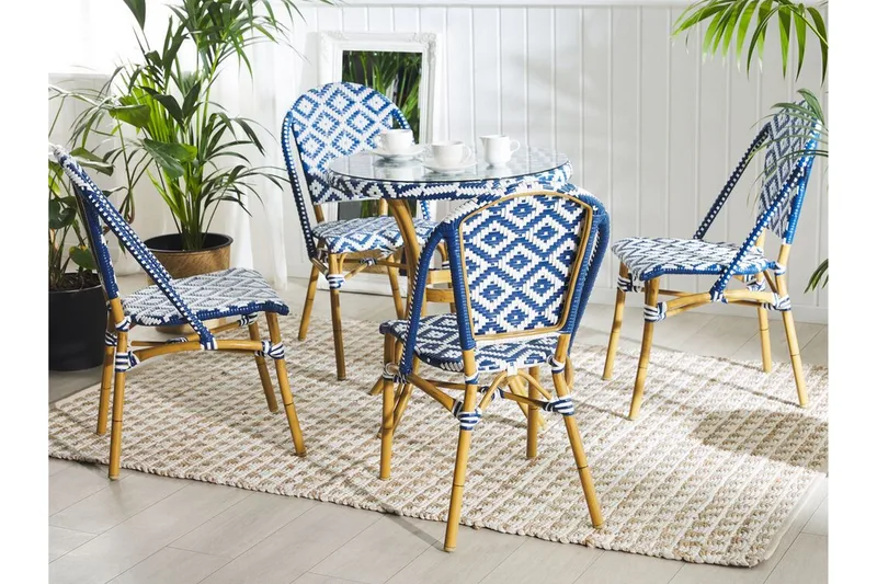 Hagemøbelsett av bord og 4 Stoler RIFREDDO - Blå - Hagemøbler & utemiljø - Hagegruppe - Spisegrupper hage