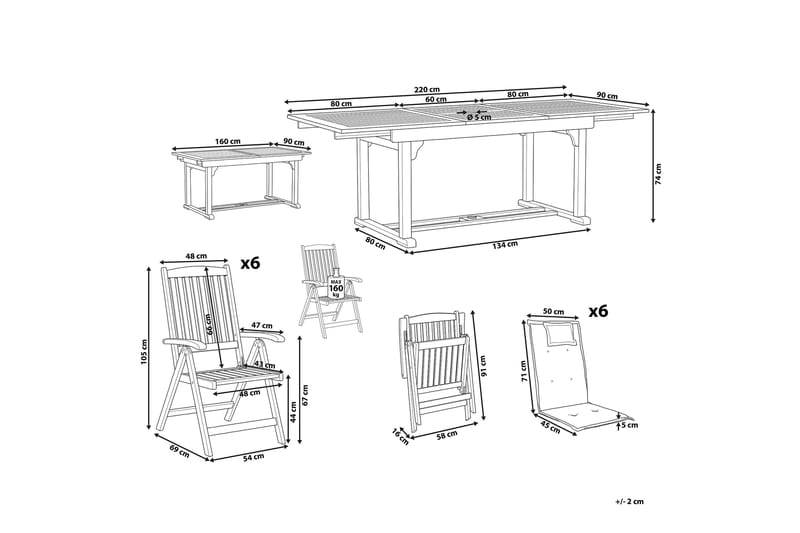 Hagemøbelsett av bord og 6 stk Stoler JAVA - Tre/natur - Hagemøbler & utemiljø - Hagegruppe - Spisegrupper hage