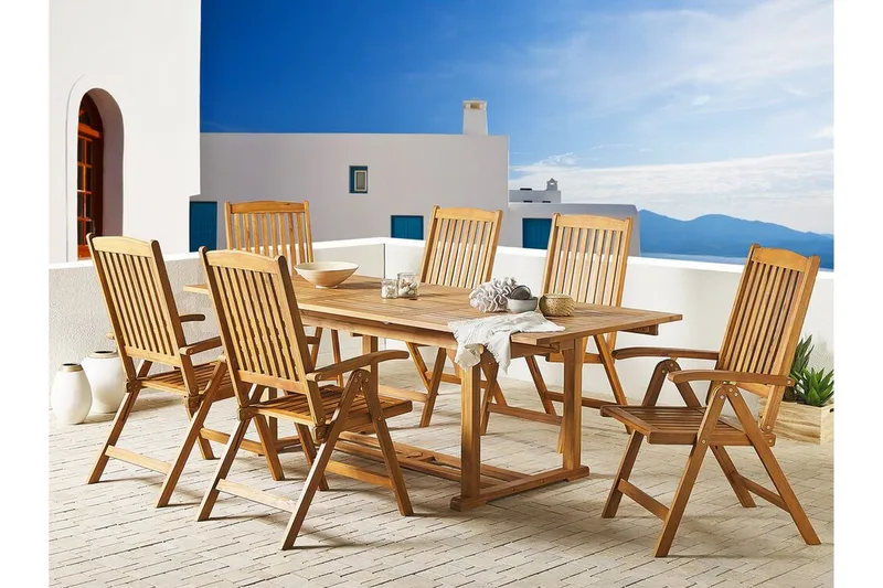 Hagemøbler sett med bord og 6 stoler JAVA - Tre / Natur - Hagemøbler & utemiljø - Hagegruppe - Spisegrupper hage