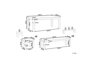 Hagesett med bord 2 benker og 2 stoler OSTUNI - Grå - Hagemøbler & utemiljø - Hagegruppe - Spisegrupper hage