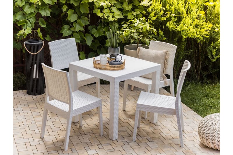 Hagesett med bord og 4 stoler FOSSANO - Hvit - Spisegrupper hage