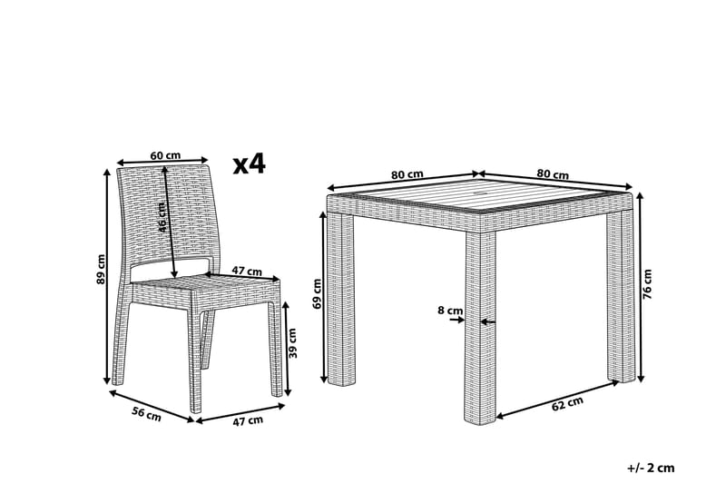 Hagesett med bord og 4 stoler FOSSANO - Hvit - Hagemøbler & utemiljø - Hagegruppe - Spisegrupper hage