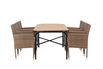 Holmbeck Spisegruppe 200 cm + 6 Malina Karmstoler - Brun - Hagemøbler & utemiljø - Hagegruppe - Spisegrupper hage