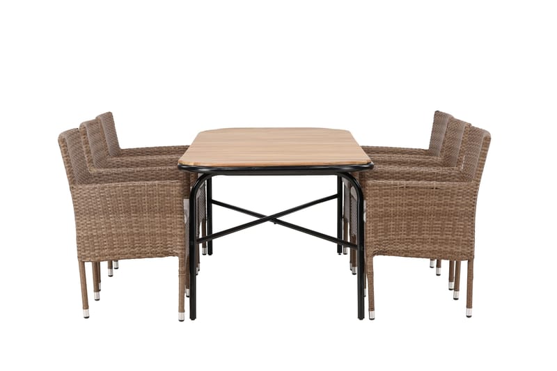 Holmbeck Spisegruppe 200 cm + 6 Malina Karmstoler - Brun - Hagemøbler & utemiljø - Hagegruppe - Spisegrupper hage