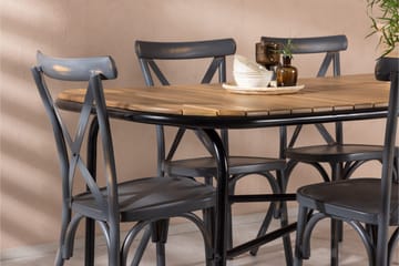 Holmbeck Spisegruppe 200 cm + 6 Tablas Spisestoler - Brun/Mørkegrå - Hagemøbler & utemiljø - Hagegruppe - Spisegrupper hage
