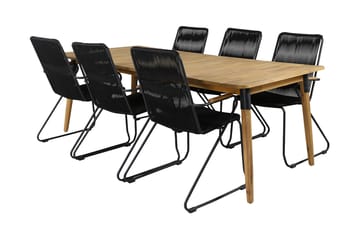 Julian Spisegruppe 210cm + 6 Bois Karmstoler - Svart/Grå - Hagemøbler & utemiljø - Hagegruppe - Spisegrupper hage