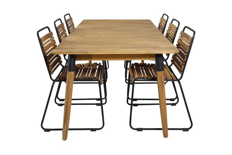 Julian Spisegruppe 210cm + 6 Bois Spisestoler, Svart/Grå