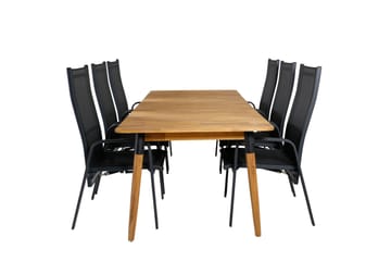 Julian Spisegruppe 210cm+6 Copacabana Reclinerstoler - Svart/Brun - Hagemøbler & utemiljø - Hagegruppe - Spisegrupper hage