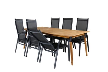 Julian Spisegruppe 210cm+6 Copacabana Reclinerstoler - Svart/Brun - Hagemøbler & utemiljø - Hagegruppe - Spisegrupper hage