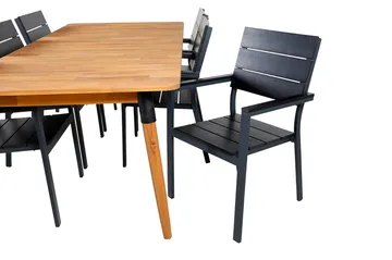 Julian Spisegruppe 210cm+6 Levels Stablebare Stoler - Svart/Brun - Hagemøbler & utemiljø - Hagegruppe - Spisegrupper hage