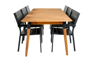 Julian Spisegruppe 210cm+6 Levels Stablebare Stoler - Svart/Brun - Hagemøbler & utemiljø - Hagegruppe - Spisegrupper hage