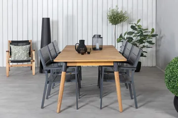 Julian Spisegruppe 210cm+6 Levels Stablebare Stoler - Svart/Brun - Hagemøbler & utemiljø - Hagegruppe - Spisegrupper hage