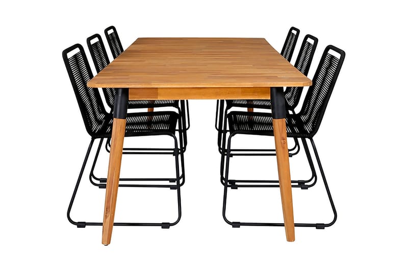 Julian Spisegruppe 210cm+6 Lindos Stablebare Stoler, Brun/Hvit