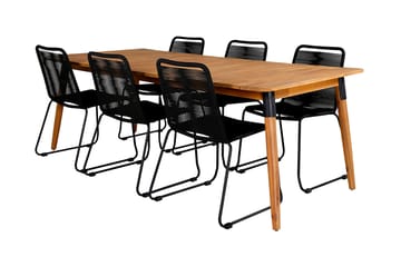 Julian Spisegruppe 210cm+6 Lindos Stablebare Stoler - Brun/Hvit - Hagemøbler & utemilj ø - Hagegruppe - Spisegrupper hage