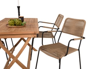 Kenya Spisegruppe 120 cm + 4 Lindos Karmstoler - Svart/Beige - Hagemøbler & utemiljø - Hagegruppe - Spisegrupper hage