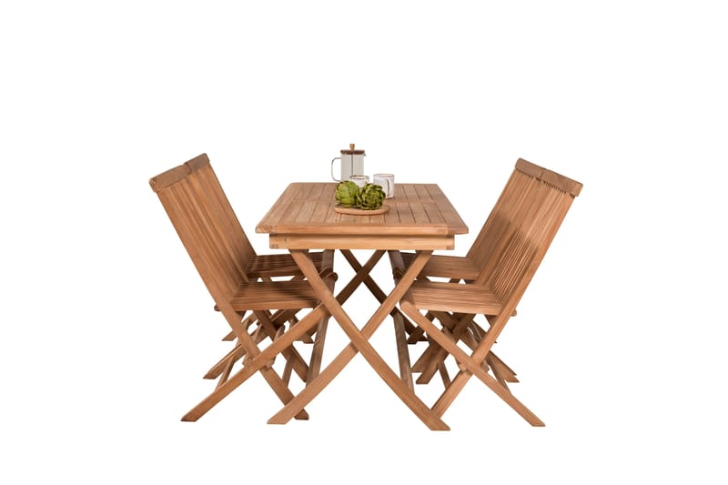 Kenya Spisegruppe 120x70 cm + 4 Kenya Sammenleggbar Stol - Brun - Hagemøbler & utemiljø - Hagegruppe - Spisegrupper hage