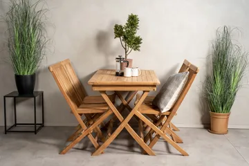 Kenya Spisegruppe 120x70 cm + 4 Kenya Sammenleggbar Stol - Brun - Hagemøbler & utemiljø - Hagegruppe - Spisegrupper hage