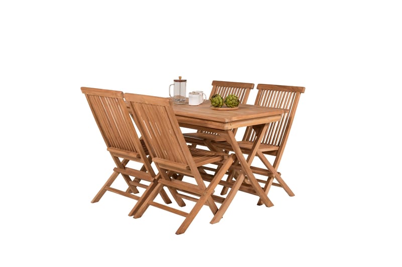 Kenya Spisegruppe 120x70 cm + 4 Kenya Sammenleggbar Stol - Brun - Hagemøbler & utemiljø - Hagegruppe - Spisegrupper hage