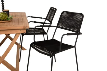 Kenya Spisegruppe 120x70 cm + 4 Lindos Karmstol - Svart/Brun - Hagemøbler & utemiljø - Hagegruppe - Spisegrupper hage