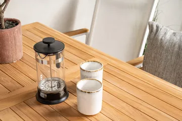 Kenya Spisegruppe 120x70 cm + 4 Texas Stol - Hvit/Brun - Hagemøbler & utemiljø - Hagegruppe - Spisegrupper hage