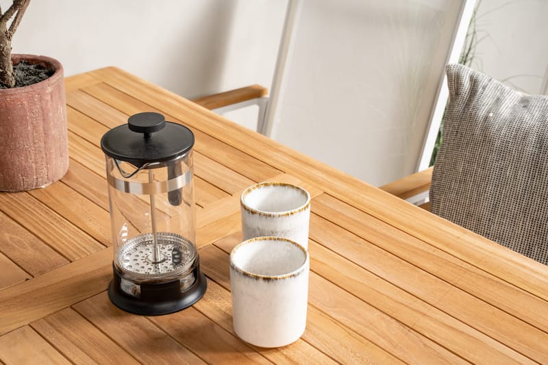 Kenya Spisegruppe 120x70 cm + 4 Texas Stol - Hvit/Brun - Hagemøbler & utemiljø - Hagegruppe - Spisegrupper hage