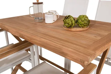 Kenya Spisegruppe 120x70 cm + 4 Texas Stol - Hvit/Brun - Hagemøbler & utemiljø - Hagegruppe - Spisegrupper hage
