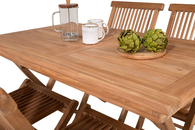 Kenya Spisegruppe 120x70 cm + 4 Kenya Sammenleggbar Stol - Brun - Hagemøbler & utemiljø - Hagegruppe - Spisegrupper hage