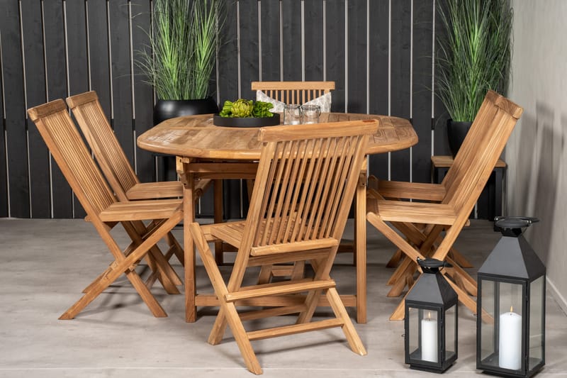 Kenya Spisegruppe 180-240x120 cm + 6 Kenya Sammenleggbar Stol - Brun - Hagemøbler & utemiljø - Hagegruppe - Spisegrupper hage