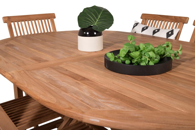 Kenya Spisegruppe 180-240x120 cm + 6 Kenya Sammenleggbar Stol - Brun - Hagemøbler & utemiljø - Hagegruppe - Spisegrupper hage