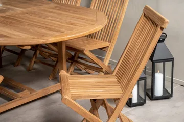 Kenya Spisegruppe 180-240x120 cm + 8 Kenya Sammenleggbar Stol - Brun - Hagemøbler & utemiljø - Hagegruppe - Spisegrupper hage