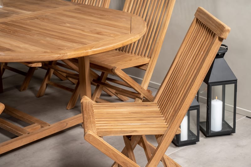 Kenya Spisegruppe 180-240x120 cm + 8 Kenya Sammenleggbar Stol - Brun - Hagemøbler & utemiljø - Hagegruppe - Spisegrupper hage