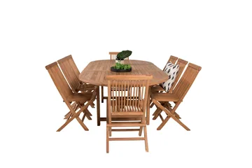 Kenya Spisegruppe 180-240x120 cm + 8 Kenya Sammenleggbar Stol - Brun - Hagemøbler & utemiljø - Hagegruppe - Spisegrupper hage