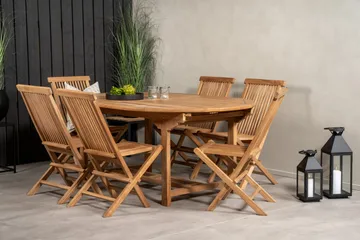 Kenya Spisegruppe 180-240x120 cm + 6 Kenya Sammenleggbar Stol - Brun - Hagemøbler & utemiljø - Hagegruppe - Spisegrupper hage