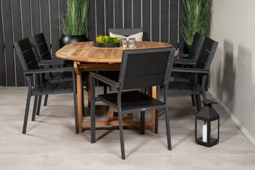 Kenya Spisegruppe 180-240x120 cm + 6 Levels Stablebar Stol - Svart/Brun - Hagemøbler & utemiljø - Hagegruppe - Spisegrupper hage