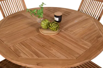 Kenya Spisegruppe Rund 120 cm + 4 Kenya Sammenleggbar Stol - Brun - Hagemøbler & utemiljø - Hagegruppe - Spisegrupper hage