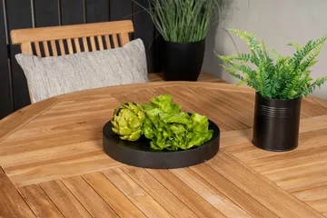 Kenya Spisegruppe Rund 120 cm + 4 Kenya Sammenleggbar Stol - Brun - Hagemøbler & utemiljø - Hagegruppe - Spisegrupper hage