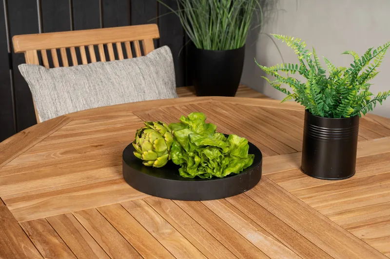 Kenya Spisegruppe Rund 120 cm + 4 Kenya Sammenleggbar Stol - Brun - Hagemøbler & utemiljø - Hagegruppe - Spisegrupper hage