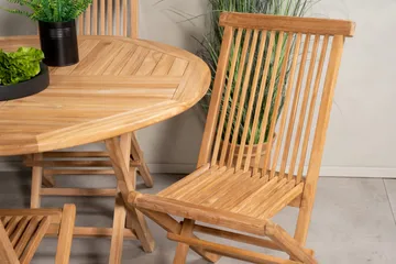 Kenya Spisegruppe Rund 120 cm + 4 Kenya Sammenleggbar Stol - Brun - Hagemøbler & utemiljø - Hagegruppe - Spisegrupper hage