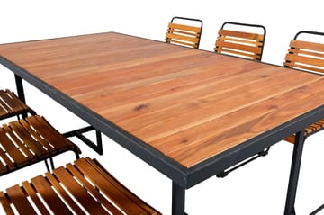 Khung Spisegruppe 200cm + 6 Bois Spisestoler - Brun/Hvit - Hagemøbler & utemiljø - Hagegruppe - Spisegrupper hage