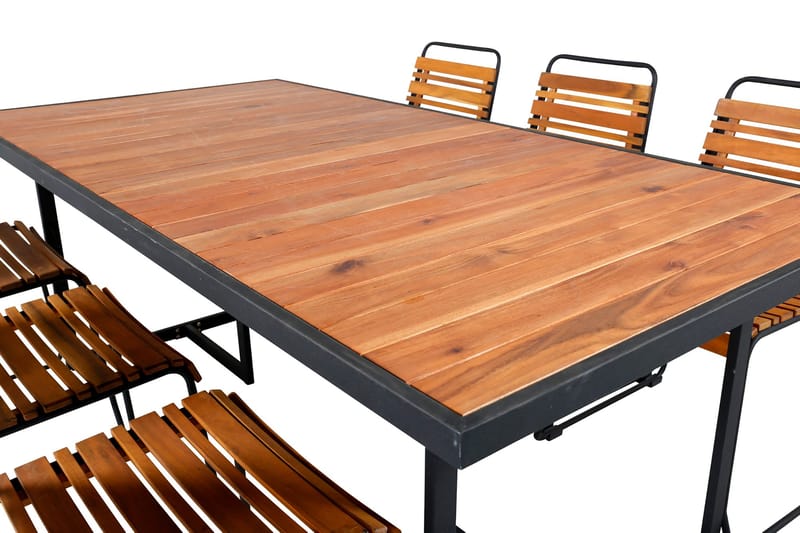 Khung Spisegruppe 200cm + 6 Bois Spisestoler - Brun/Hvit - Hagemøbler & utemiljø - Hagegruppe - Spisegrupper hage