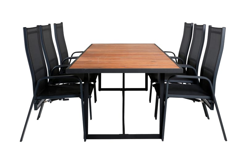 Khung Spisegruppe 200cm + 6 Copacabana Reclinerstoler, Hvit