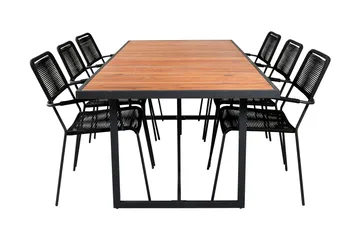 Khung Spisegruppe 200cm + 6 Lindos Karmstoler - Brun - Hagemøbler & utemiljø - Hagegruppe - Spisegrupper hage