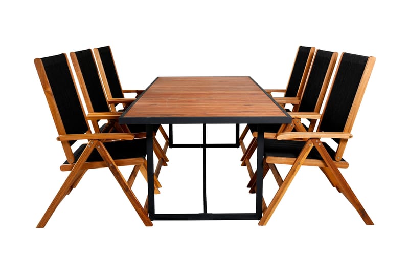 Khung Spisegruppe 200cm + 6 Little John Spisestoler, Hvit