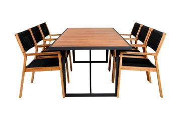 Khung Spisegruppe 200cm + 6 Little John Spisestoler - Svart - Hagemøbler & utemiljø - Hagegruppe - Spisegrupper hage