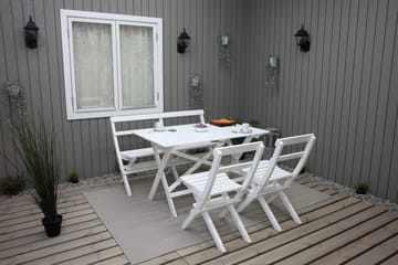 Larios Spisegruppe + 2 Sammenleggbare Stoler + Benk - Hvit - Hagemøbler & utemiljø - Hagegruppe - Spisegrupper hage