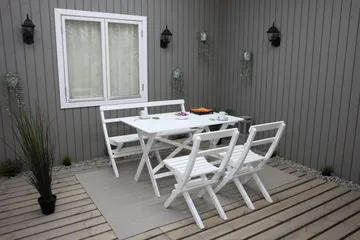 Larios Spisegruppe + 2 Sammenleggbare Stoler + Benk - Hvit - Hagemøbler & utemiljø - Hagegruppe - Spisegrupper hage