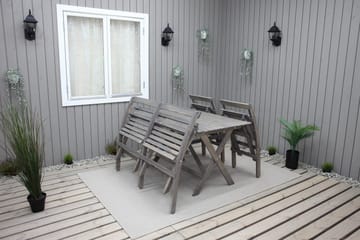 Larios Spisegruppe 76 cm + 2 Spisestoler + Benk - Grå - Hagemøbler & utemiljø - Hagegruppe - Spisegrupper hage