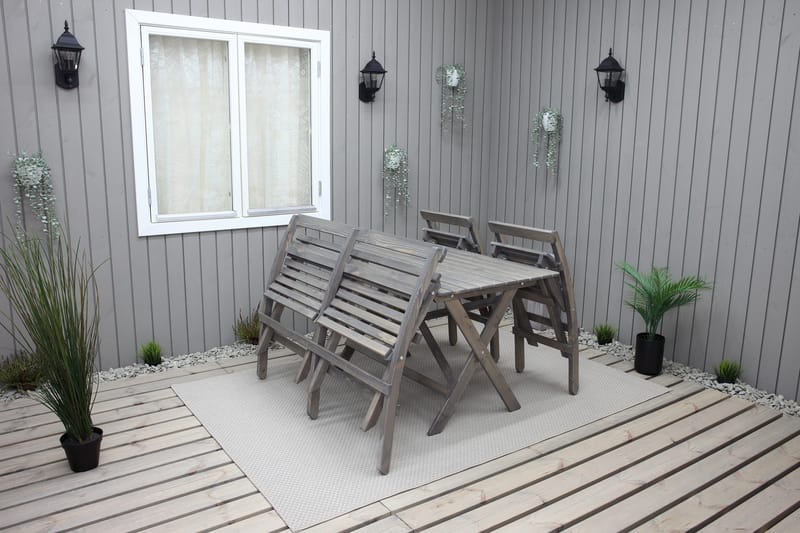 Larios Spisegruppe 76 cm + 2 Spisestoler + Benk - Grå - Hagemøbler & utemiljø - Hagegruppe - Spisegrupper hage