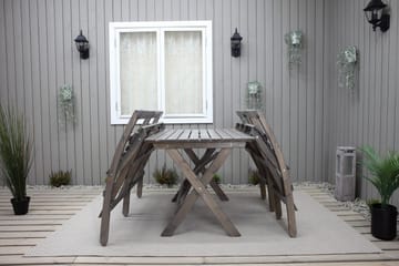 Larios Spisegruppe 76 cm + 2 Spisestoler + Benk - Grå - Hagemøbler & utemiljø - Hagegruppe - Spisegrupper hage