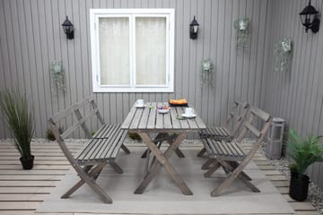 Larios Spisegruppe 76 cm + 2 Spisestoler + Benk - Grå - Hagemøbler & utemiljø - Hagegruppe - Spisegrupper hage